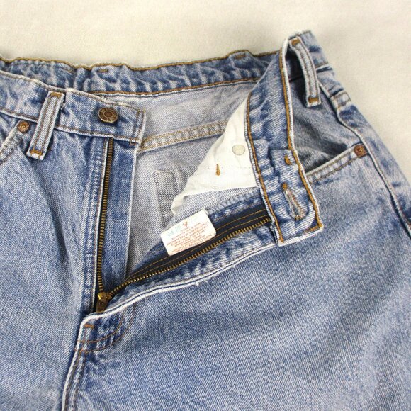 Vintage Levis 33/32 Red Tab Small e Leather Patch Faded Blue Jeans - Picture 4 of 7